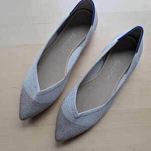 Rothy's The Point Metallic Flats Two Tone Silver Gold